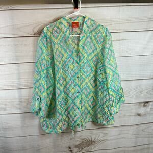 Hearts of Palm Woman Multicolor Semi Sheer Button Up Blouse Rise 24W